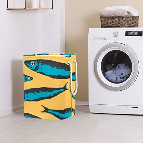 Cestas de lavanderia impermeáveis ​​altas peixes dobráveis ​​de design impressão para crianças adultas