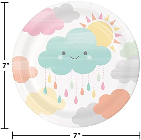 Kids Sunshine Rain gotas nuvens pacote de festa de chá de bebê para 24 | Os suprimentos para festas incluem pratos de papel de mesa descartáveis ​​e guardana