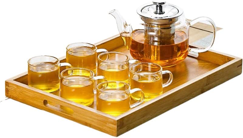 Conjunto de chá de vidro Conjunto de chá resistente ao calor Flores domésticas 玻璃 茶具 加厚 茶壶 家用 网红 网红 花