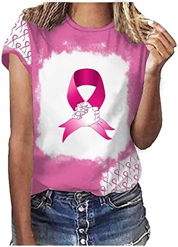 Camiseta de câncer de mama Mulheres Mulheres rosa câncer de mama túna de túnica de manga curta