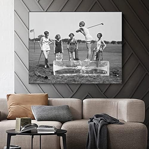 Arte de parede preta e branca Campo de golfe vintage Arte da parede tocando golfe golfe photo foto artes artes