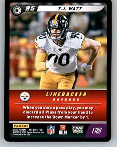 2022 Panini Five NFL #E188 T.J. Watt Pittsburgh Steelers NFL Football Trading Card