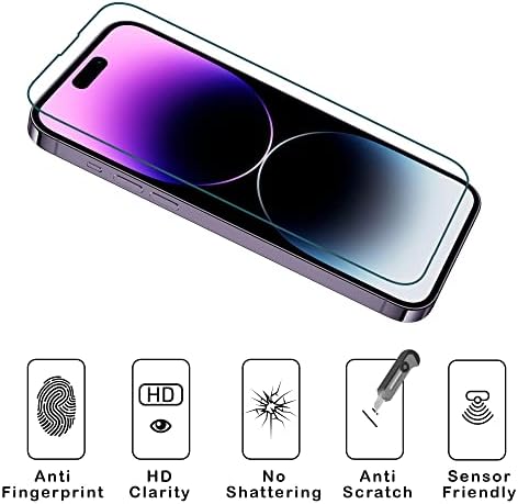 [3+3] Pacote iPhone 14 Protetor de tela de vidro temperado de 6,1 polegadas Protetor de tela e protetor