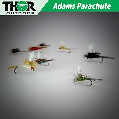 Thor Outdoor Adams Adams Parachute Dry Fly Conjunto - Moscas de pesca com mosca simples e eficazes para