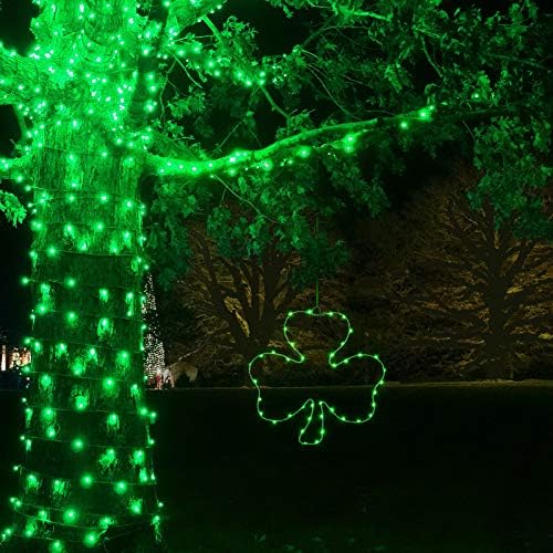 Decoração da janela iluminada para o dia de São Patrício, 15,8 polegadas 40 LED LED IRISH GREEN CLOVER