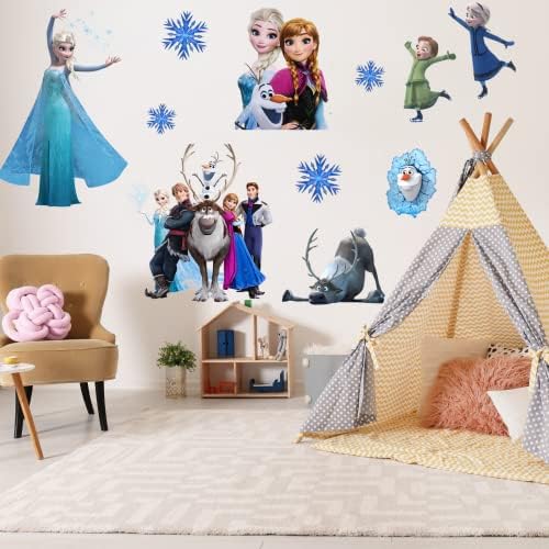 Gelo Princess Wall Sticker Decor de desenho animado Adesivos de parede decoração congelada para meninas quarto quarto