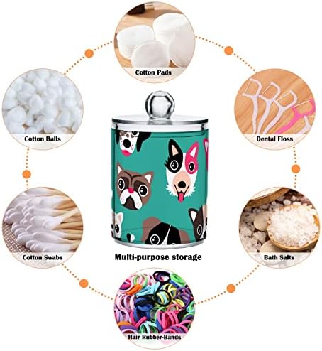 Husky Dog Cotton Swab Suports Recipientes de banheiro Jarro com tampas conjunto de algodão Ball Pad Round Solder Jar para cotonete de algodão Rounts Sais de banheiro Armazenamento de banheiro