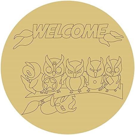 Welcome Owls Design by lines inacabados Wood Cutout Quarto infantil Super Heros Door Danger MDF Shape Canvas Style 1 Art 1
