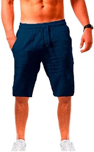Hdzww Short Sports Shorts Men, os verões casuais de linho respiráveis ​​ofegam com bolsos elásticos de