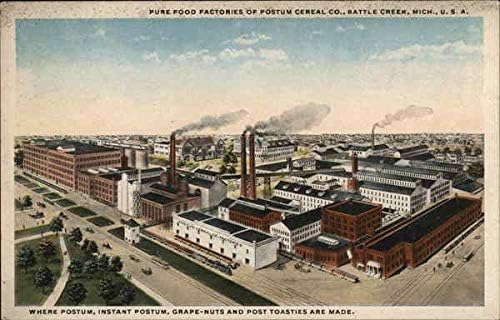 Fábricas de comida pura de Postum Cereal Co. Battle Creek, Michigan Mi Original Antique Postcard