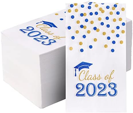 100 PCS aula de 2023 guardanapos de papel de graduação, toalhas de mão descartáveis ​​de 3 bly parabéns, guardanapos