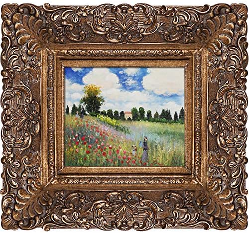 Overstockart Poppy Field em Argenteuil emoldurado pintura a óleo original de Claude Monet