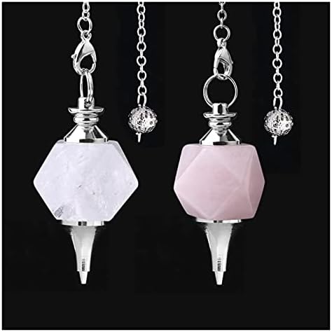 Jiaw Colar Pendulum de pedra natural multifacetada para doações de adivinhação Cura de quartzo