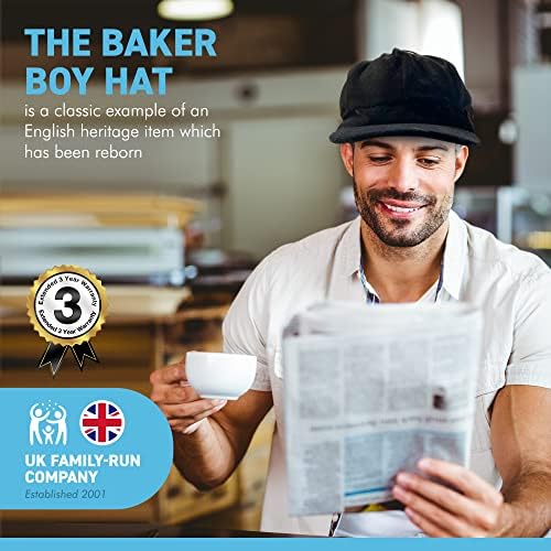 Black Unisex Velvet Feel Baker Boy Newsboy Style Cap | poliéster | Tamanho único elástico | Gatsby