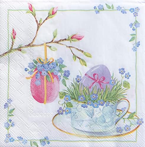 40-CT 13 X13 Nudários de papel de 3 camadas de primavera de Páscoa | Os elegantes ornamentos decorativos