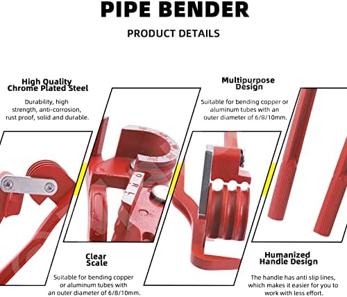 Mardatt 3pcs Kit de ferramenta de queima única com dobra de tubo, inclui cortador de tubos, cone e jugo, berde -de -tubulação de 180 graus para encanamento