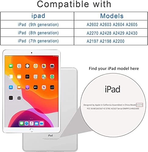 ARAE para iPad 10,2 polegadas de caixa e + suporte para tablets compatíveis com iPad 7/8/9, iPad