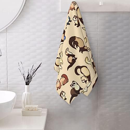 Toalhas de mão face lavagem pano de mão macia toalhas de banheiro rosto de rosto adorável padrão de furão de banheiro de chá de chá de chá de pilhas de chá 27,5x16 polegadas
