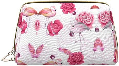 Saco de maquiagem de viagens de flamingos rosa para bolsa, bolsa de higiene pessoal portátil para mulheres
