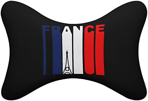 Estilo da década de 1970 Eiffel Tower France Flag Car pescoço de travesseiro de 2 Automóvel para apoio de cabeça