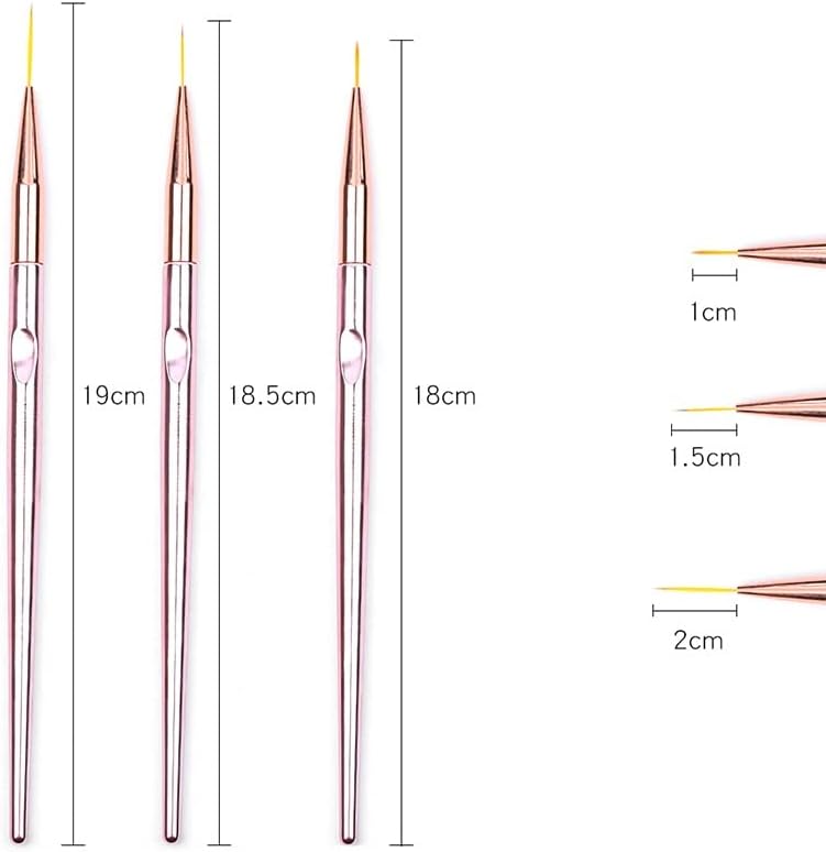 Lhllhl unha Art Stripe Gel Brush Linha de metal de ouro rosa Tancel de unha fino Ferramenta de caneta tamanho 7/11mm