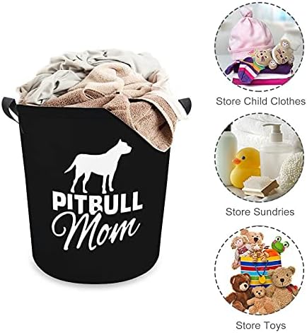 Pit Bull Mom1 Oxford Clowdance cesta de lavanderia com alças de cesta de armazenamento para organizador de brinquedos, quarto de berçário cesto banheiro