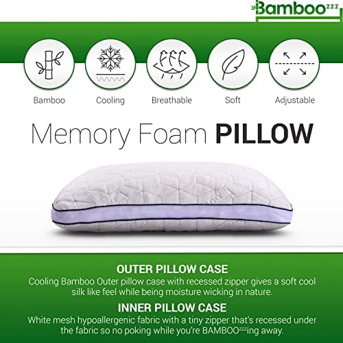 Bambozzz King Tamanho da memória Pillow de cama- travesseiro de espuma de memória desfiado ajustável