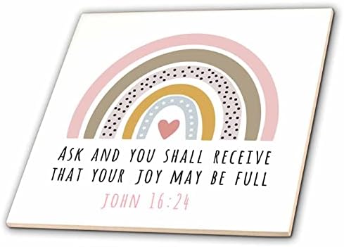 3drose Ask e você receberá que sua alegria pode ser uma citação de verso da Bíblia Full - azulejos
