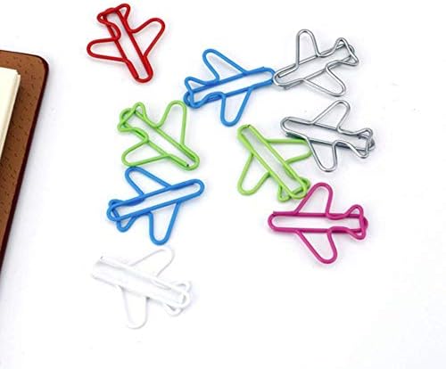 24 PCs variados de papel em forma de avião colorido Clips de papel com caixa de armazenamento para clipes de escritórios
