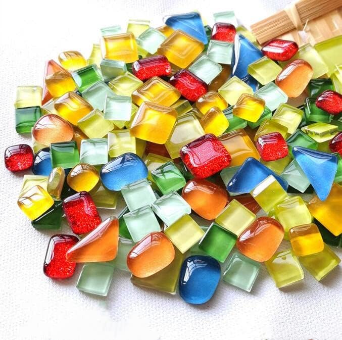 Linalife 200g 120pc Mosaico de colorido Mosaico Brilho Pedaços de cristal Mosaico de vidro de vidro para DIY Artesanato de decoração de DIY Crafts brilhar