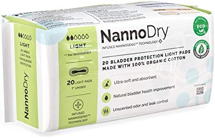 PADs de incontinência natural de nannodry - almofadas de vazamento de bexiga de algodão orgânica - almofadas