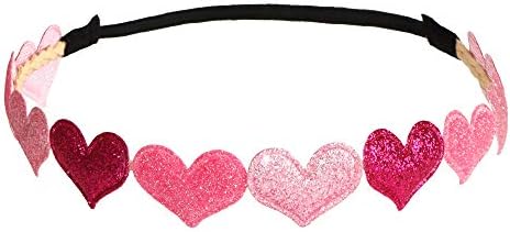 Glitter Hearts Band para a cabeça Elastic Love Heart Fashion Hair Acessórios
