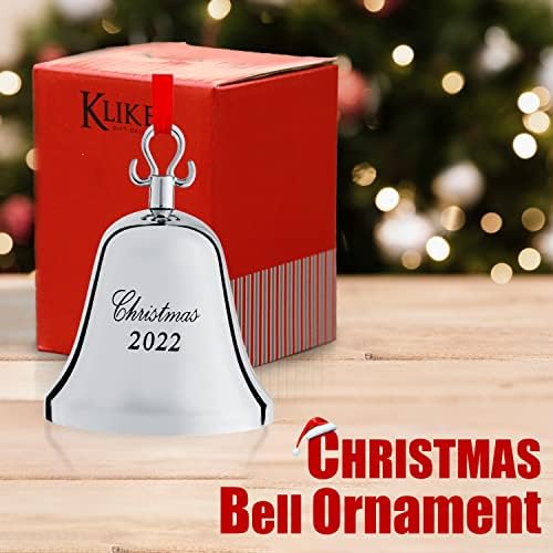 Klikel Christmas Bell Ornament 2022 - Silver Bell Christmas Ornament 2022 - Christmas Bell 2022