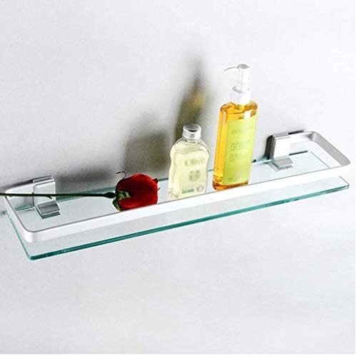 Xjjzs banheiro prateleira de vidro alumínio extra espesso de vidro temperado retangular 1 cesta de camada