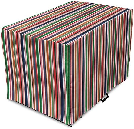 Capa de caixa de cachorro listrada lunarável, padrão de faixa retrô com cores vibrantes linhas verticais design