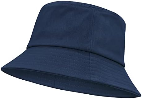 Durio Chapéu de balde de cor sólida UNISSISEX UPF50+ Cotton Sun Portection Bucket Hats for Men Women Beach