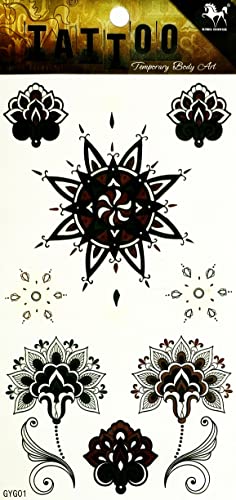 Linda lótus indiano henna tatuagens temporárias corpora homem mulher tatuagem adesiva artes pintando