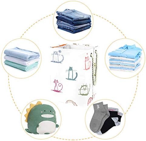Deyya Cat Pattern Padrão fofo Multi Laundry Cestas cestam altas resistentes dobráveis ​​para crianças