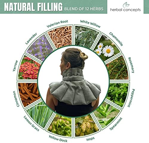 Conceitos de ervas pesco e ombro quente e fria aromaterapia com 12 ervas trigo e semente de