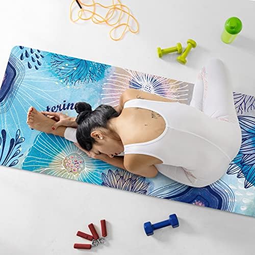 Tapete de ioga com cinta de flores do mar, tapete de exercícios personalizados, pasta de fitness