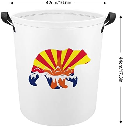 Bandeira do Estado do Arizona Urso Montanha Lavanda Lavanderia Lavagem de Saco de Cestos de Roupa com alças para
