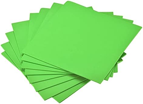 Folhas de espuma EXCELL Green EVA 10 x 10 polegadas de 3 mm de espessura para artesanato projetos de bricolage, 8 pcs