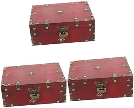 ALIPIS 3PCS Antique Jewelry Box Ornamentos Caixa de armazenamento Acessórios de ferro vermelho