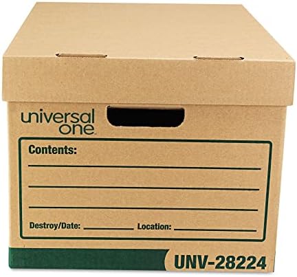 Universal 28224 Caixa de armazenamento de registro reciclado, letra, 12 x 15 x 10, Kraft