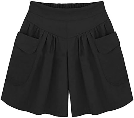 SUMPLE CASUAL CASUAL CONFELY SHORTS PALTAS Tamanho Lady Solid Summer Loose Plus Pockets Mulheres shorts casuais