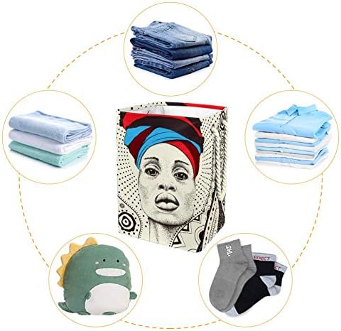 Indomer Beautiful Black Woman 300d Oxford PVC Roupas à prova d'água cesto de lavanderia grande para cobertores