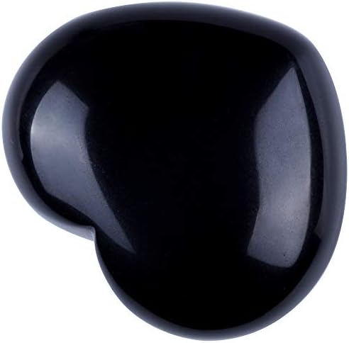 UU Unihom Black Obsidian Heart Stone Poflay Palmy Palm para o balanceamento, meditação e decoração de Chakra