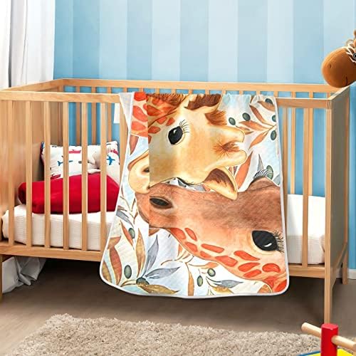 Cobertor de arremesso de girafa fofa girafa manta de algodão para bebês, recebendo cobertor, cobertor leve e macio para berço, carrinho de bebê, cobertores de berçário, 30x40 em