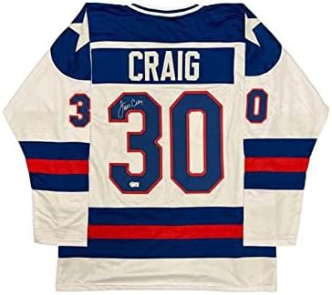 Jim Craig assinou a camisa personalizada de hóquei dos EUA