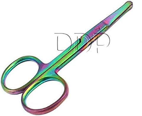 DDP Multi Titanium Color Rainbow Safety Nariz Bigode Scissor 3,5 Aço inoxidável reto